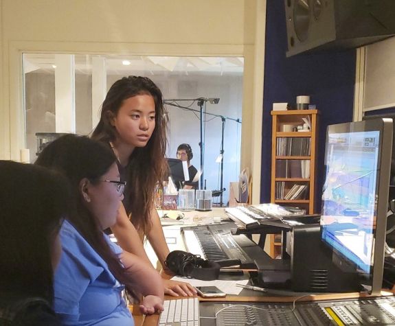 Students mixing sound at Pac Ave Records